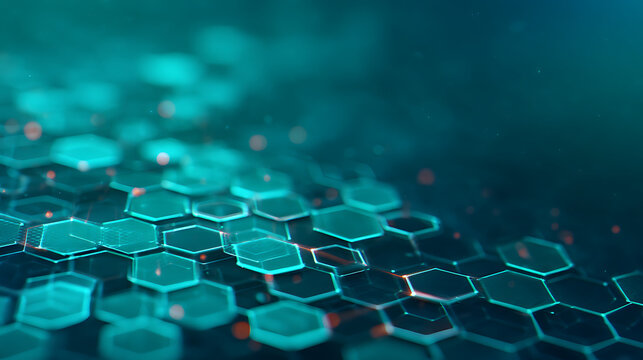 Hexagon pattern net with green abstract technology background and digital texture. Futuristic honeycomb concept for medical, 3D network energy applications. Modern tech design featuring tur 64566659 1
