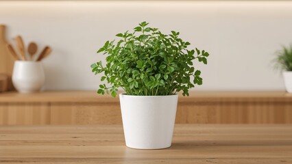 Fototapeta premium Coriander plant grown in a home foam container