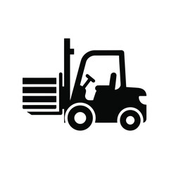Forklift truck silhouette icon load transport warehouse logistics industrial machine isolated on white background