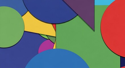 Abstract Geometric Composition with Vibrant Colors and Overlapping Shapes.