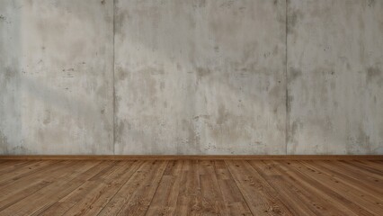 Naklejka premium Empty room interior with concrete wall (Loft style) and wood floor background