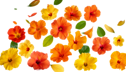 Tropical Floral Petals Flying and Falling Gracefully, Transparent PNG