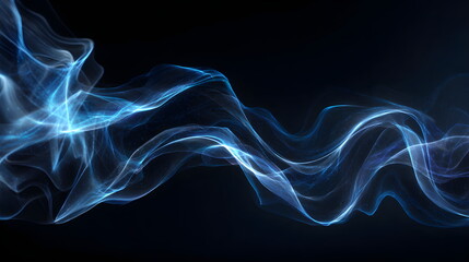 Fototapeta premium Cyber-themed smoke wave header in charcoal and electric blue