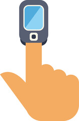 Illustration of a doctor using a pulse oximeter to check a patient's pulse