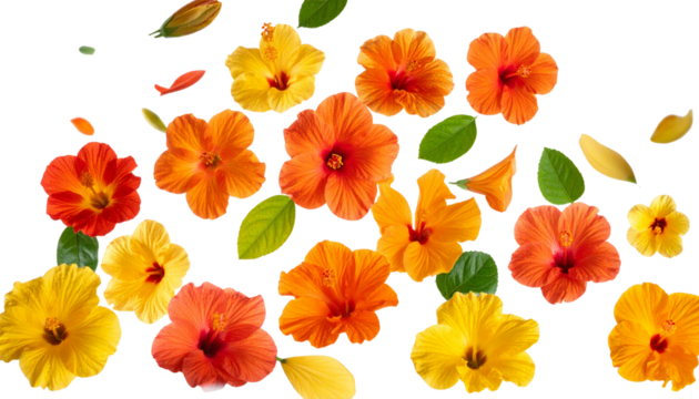 Tropical Floral Petals Flying and Falling Gracefully, Transparent PNG