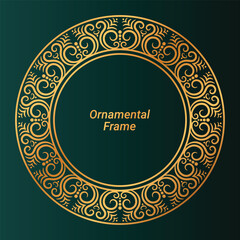Elegant Ornamental Frame Design Vintage Aesthetic Decorative Golden Circle