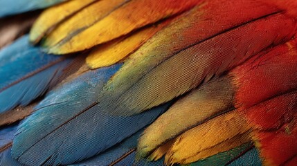 Obraz premium Bright vivid feathers showcase a stunning blend of colors radiating beauty and life in the wild.