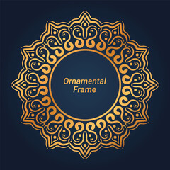 Golden Ornamental Frame Design on Dark Background For Invitation Cards