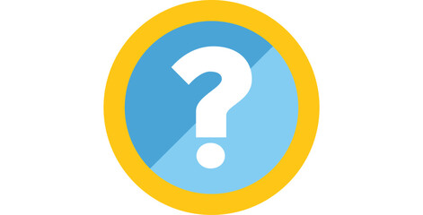Simple flat question mark symbol with shadow, asking sign in a circle