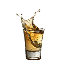 Golden Spirit Splash Shot &ndash; Alcoholic Drink Beverage on transparent background