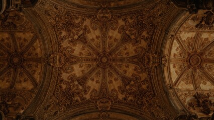 Ornate Ceiling Pattern in a Historic Church with intricate designs and architecture