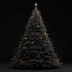 Minimalist Black Christmas Tree with Subtle Gold Accents