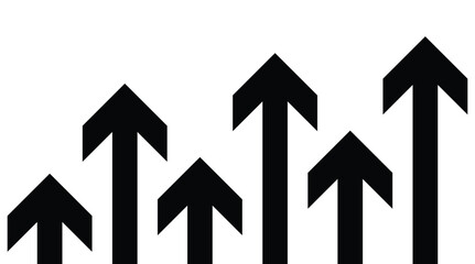 Growth and Success Black Arrow Set - Bold Vector Graphic Illustrating Business Progress, Upward Trend, Increase, and Data Visualization