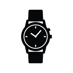 Minimalist wristwatch icon symbol silhouette timepiece accessory elegant style fashion isolated on white background