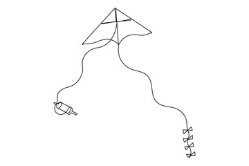  Kite continuous single line art design and white background
