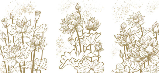 Lotus Floral Illustration, ideal for oriental patterns, botanical projects, and elegant natural backgrounds