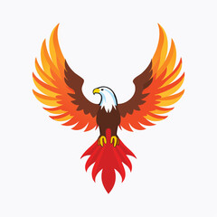 Fototapeta premium Majestic Phoenix Bird Spreading Its Wings in Fiery Colors, Symbolizing Rebirth and Power