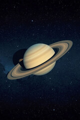 Beautiful view of Saturn with stunning rings against a dark starry sky
