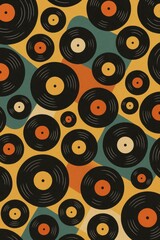 Colorful Vinyl Records Retro Art Pattern
