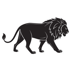 Walking Lion Silhouette Vector Illustration