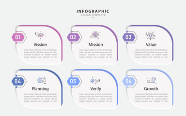 Infographic template. 6 Step timeline journey, Flat simple infographics design template. presentation graph. Business concept with numbers 6 options or steps vector illustration.