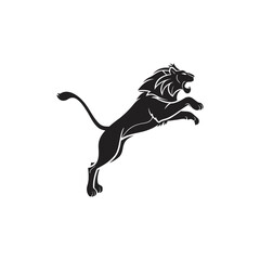Jumping Lion Silhouette Vector Illustration