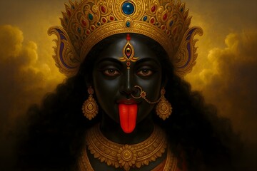 Goddess maa Kali face, Kali puja is a famous religious festival of Hinduism.