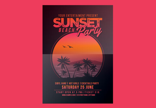 Sunset Beach Party Flyer
