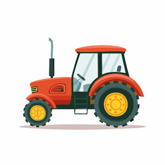 Red Tractor Agricultural Vehicle Illustration