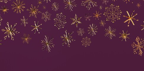 Stunning golden snowflakes floating on a deep purple backdrop. Perfect for Christmas, winter holiday designs, and festive promotions.