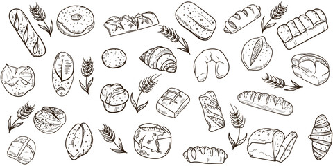 Bread collection design for bread shop advertisement background template