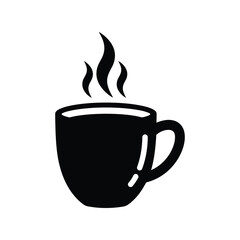 Cozy hot beverage steam rising from ceramic mug simple hand drawn icon isolated on white background