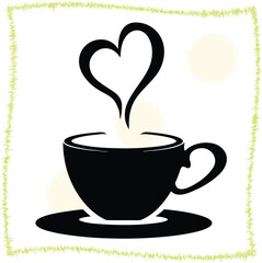 Romantic coffee break with steaming hot drink forming a heart shape perfect for valentines day or expressing love and affection in a warm and comforting way