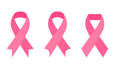 Breast cancer ribbon icon set. Cancer charity awareness ribbon vector. Vector icon.