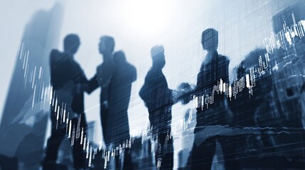 Business people with financial charts overlay