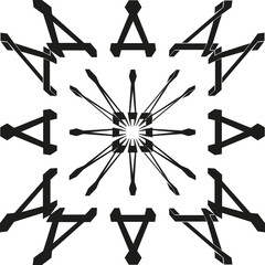 Abstract star pattern. Dynamic line spikes. Black white graphic. Vector radial element.