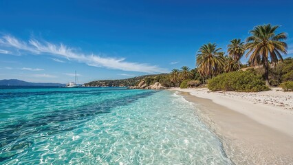 Fototapeta premium Beautiful crystal clear sea water and beach in Sardinia island (Sardegna, Italy)