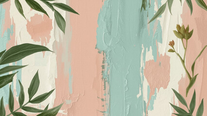 Soft brushstrokes whisper among tender greens and gentle hues, creating a calm, poetic rhythm.
This elegant pastel design blends art and nature, perfect for refined brands and delicate collections.