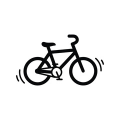 Fototapeta premium Hand drawn sketch style bicycle icon simple line art movement icon vector illustration isolated on white isolated on white background