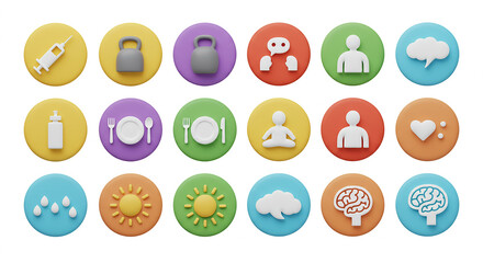Colorful circular icons representing technology and communication concepts