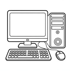 computer monitor with mouse and keyboard