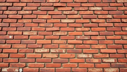Rough-textured brick wall, varying shades of red and brown, brick wall,  close-up