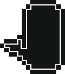 Pixel art representing a hand cursor pointing to the left, ideal for conveying concepts related to old computer interfaces, retro gaming, or digital interaction