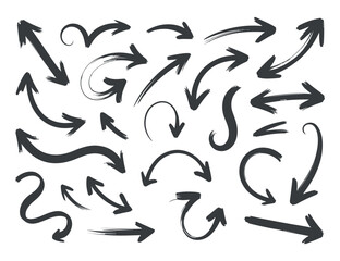 Hand Drawn Grunge Arrows Direction Set: Arrowhead Design Elements