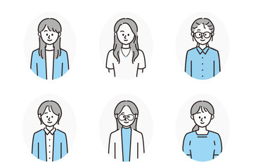 女性のビジネスパーソンアイコンのセット