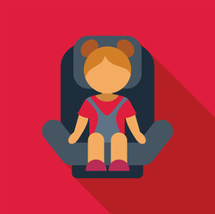 Toddler girl sitting in a safety car seat, promoting child passenger safety
