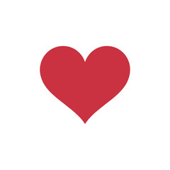 Simple Red Heart Icon Symbol Isolated on White Background