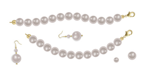 Fototapeta premium Elegant Pearl Jewelry Collection with Necklaces and Earrings