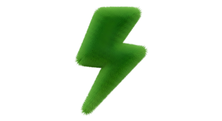 Green grass lightning bolt symbol isolated on transparent background