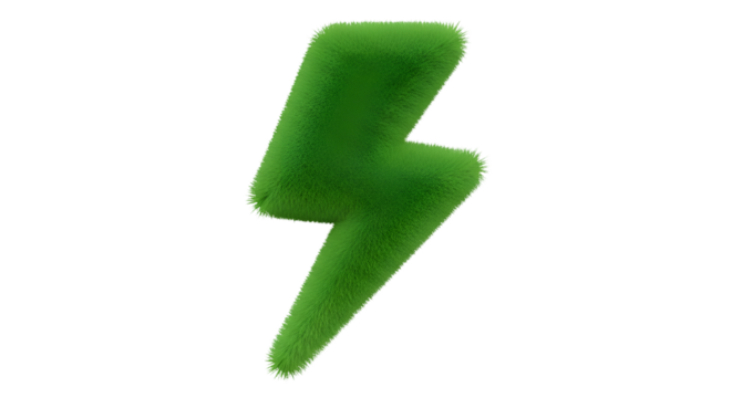 Green grass lightning bolt symbol isolated on transparent background - Powered by Adobe